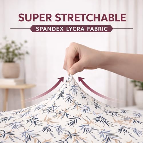 Image of STITCHNEST 'Contour Fit Series' Stretchable Printed Wooden Sofa Cover (Pack of 2) - Elastic Wooden Chair Cover | Wooden Sofa Seat Cover | Size - 20-21 x 20-21 x 3-5 in