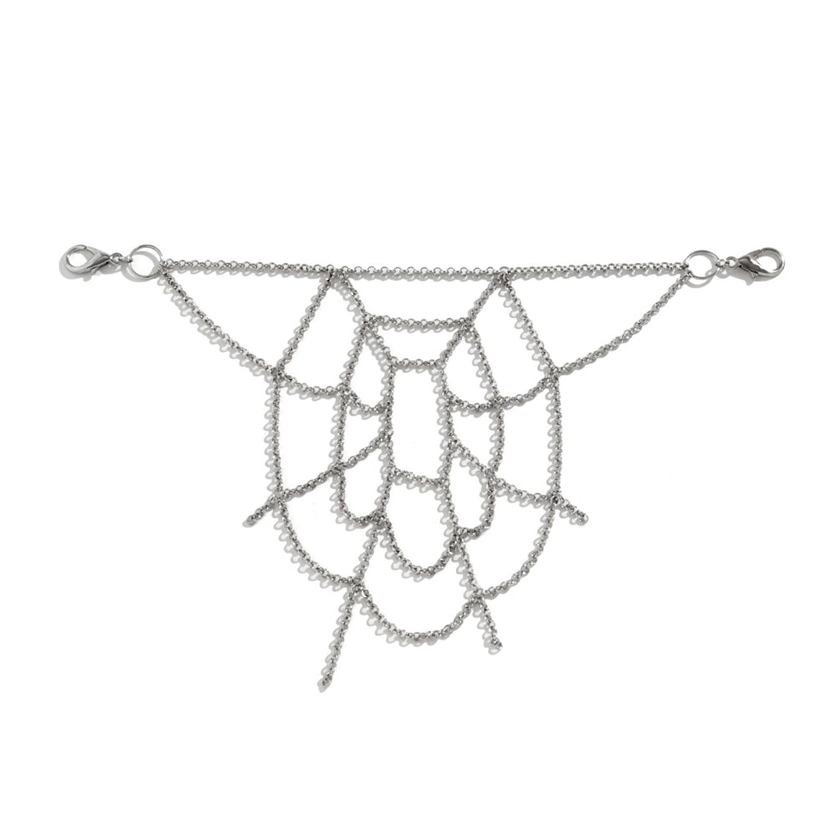 Meoliny Waist Chain Jeans Chain Multi Layer Hip Hop Pant Chain with Lobster Clasps Spider Web Wallet Chain Pocket Chain for Men Women,silver spider