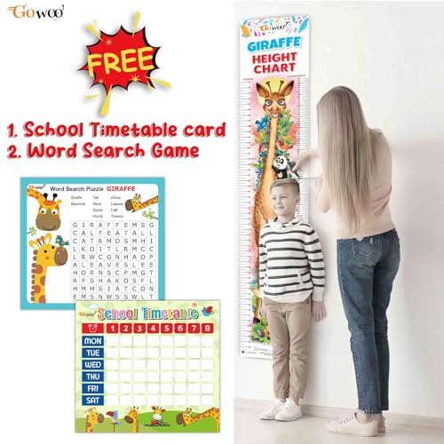 Image of GO WOO Life Cycle Chart and GIRAFFE HEIGHT CHART | Set of 2 charts 1 Educational + 1 Height Chart | Interactive Set of Life Cycle Chart and Giraffe Height Chart for Fun-loving Kids
