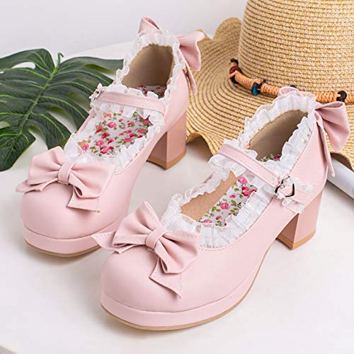 Caradise Womens Cute Cosplay Shoes Mid Chunky Heel Mary Jane Platform Pumps3