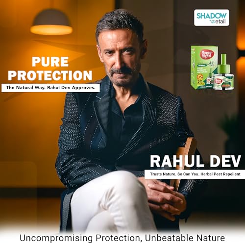 Image of Shadow Securitronics Happy Nights Herbal Mosquito Repellent Refill (DEET-Free, Safe for Children Above 6 Months) Effective Against Dengue & Malaria |lemon eucalyptus| Pack of 4 + Machine.