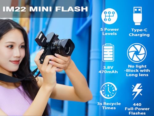 Image of Godox iM22 Camera Flash - GN10 /470 mAh /Type-c Charge /440 Full-Power Flashes /3s Recycle Times /5 Power Levels /Manual, Camera Flash for zv1 /Sony zve10 /Ricoh gr3 /Fujifilm f1 etc.