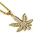 Produktbild GuDeKe Hiphop Legierung Gold 18K Hanf-Blatt Marihuana Gras Anhänger-Halskette mit 30" Kette