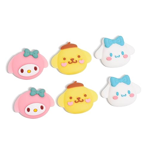 DLseego 6 PCS Switch Joy-Con Daumen Griff Joystick Kappen, Weiche Silikon Anti-Rutsch Analog Thumbstick Abdeckung CPAS für Switch & Switch Lite & OLED- Cinnamoroll und Melody und Pompom Purin - Gelb+Weiß+Rosa