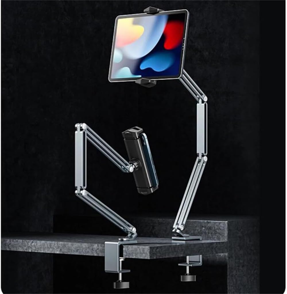 Desk Bed Tablet Stand Adjustable Mobile Phones Tablets Aluminum Arm Mount Support(White-Fruit peach5)