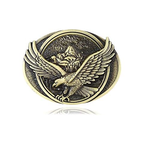 Fashion Vintage Flying Eagle Belt Buckle for Men Cowboy Belt Buckles - Gold - Large Cover