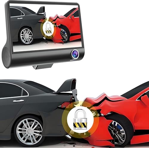 Image of DRUMSTONE ( 5+5 Years Warranty ) 4 Inch IPS Dashboard Dash Cam for Car - Full HD 1080P Recording, Front Rear Inside View, G-Sensor, Loop Video, Night View, Car Security DVR (𝐁𝐥𝐚𝐜𝐤)