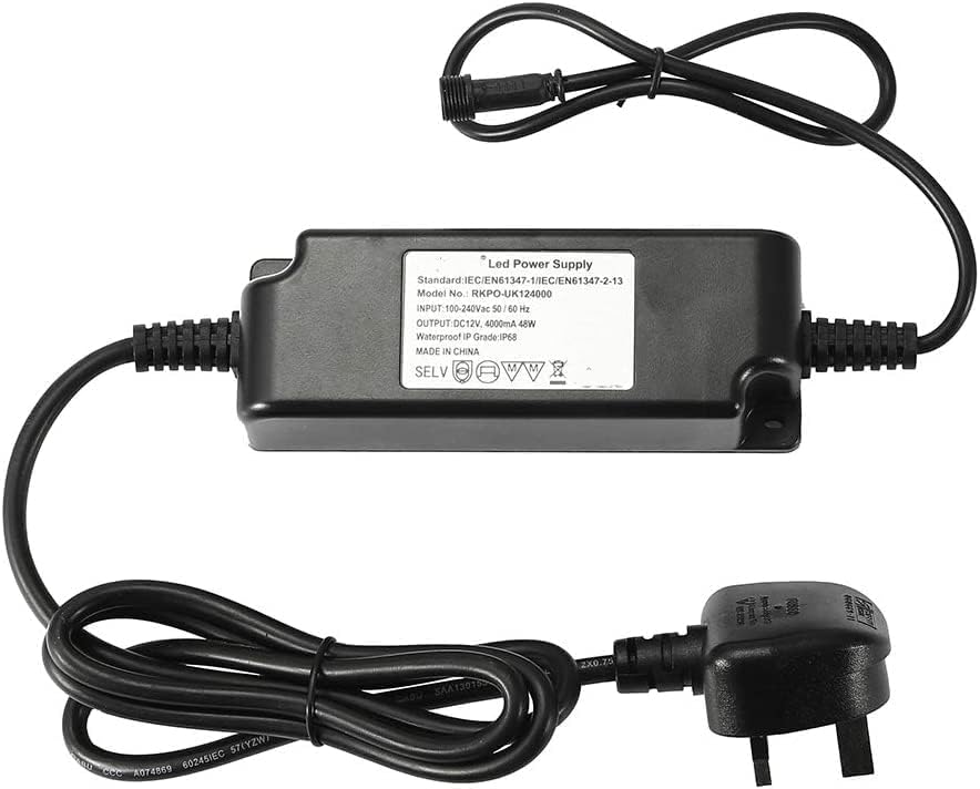 GEYUEYA Home LED Power Supply Driver Adapter 48W 12V IP67 Waterproof Transformer for Decking Light