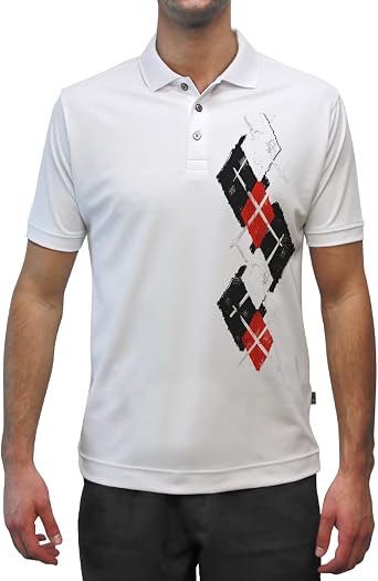 Dry Fit Graphic Golf Polo Shirt for Men, Great for Sports and All Outdoor Activities - Argyle Paradise - JJJJ Black/Red/White - 5X-Large