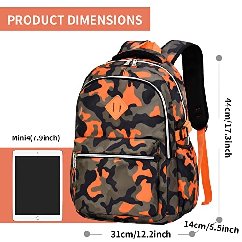 Image of Ladyzone Camo School Backpack Lunch Box Set Lightweight Schoolbag Travel Camp Outdoor Daypack