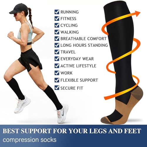 Image of Sooverki Compression Socks for Women and Men Circulation (3 /4 Pairs) is Best Support for Running Athletic Cycling Hiking