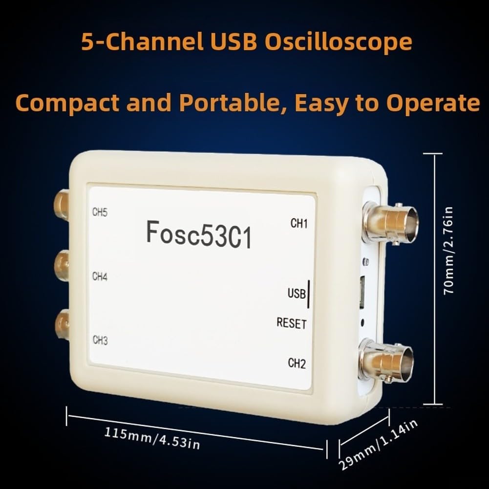 Fosc53C1 USB-Oszilloskop, 5-K, 1 MHz, Abtastung ± 80 V, Reichweite, automatische Speicherung der Datenprotokollierung für Laborfelder, elektrische Tests