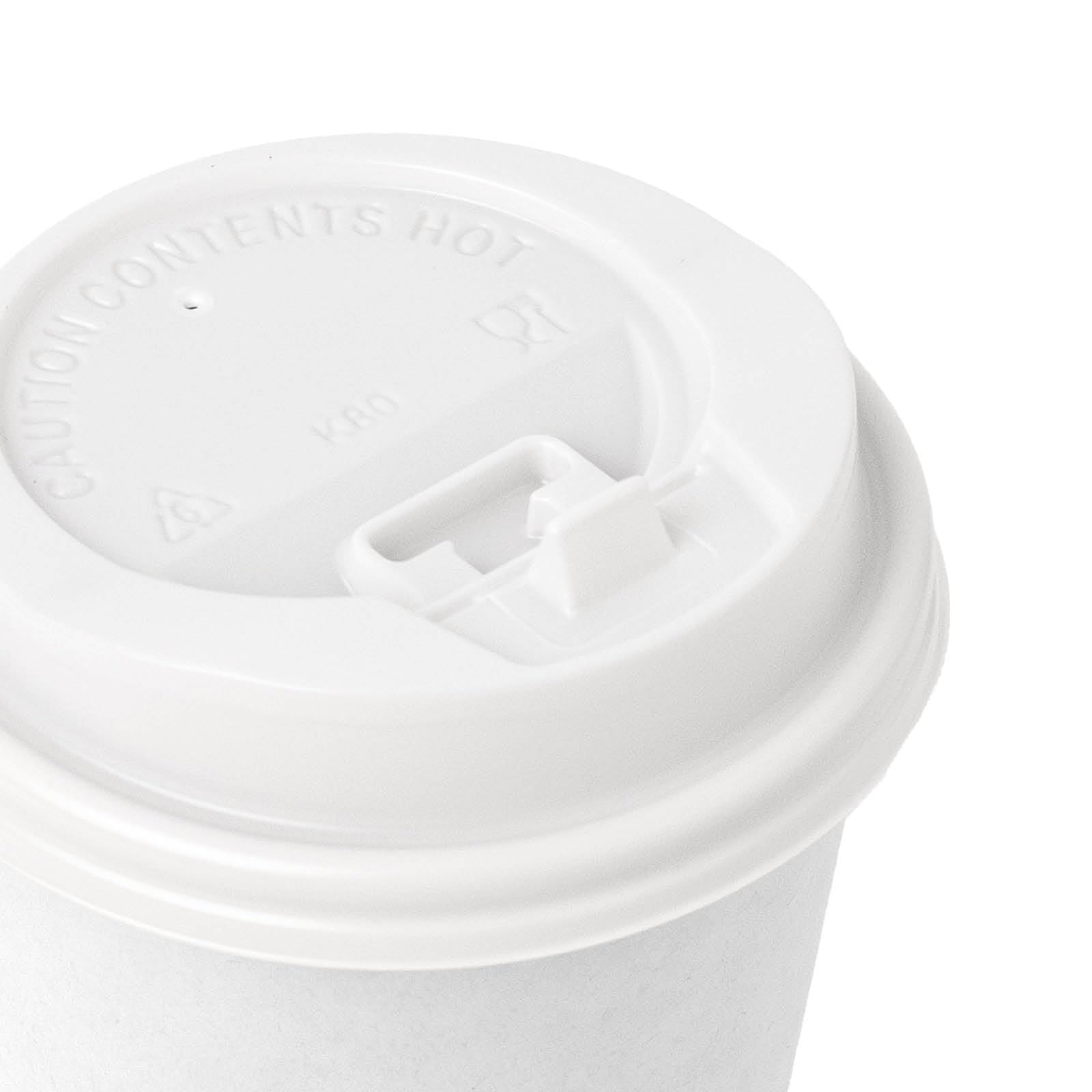 500 Vasos Cartón Blanco + Tapa Blanca - 250 cc (8 oz) - Vasos Desechables para Café para Llevar - Reciclables - Apto Alimentos Calientes - TAKE AWAY