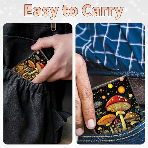Image of Slim Credit Card Holder, Magic Colorful Mushrooms RFID Blocking Metal Wallet for Men & Women, Aluminum Minimalist Hard Case Pocket-Sized Business Cards Organizer (Fits Up to 10 Cards)