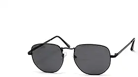Óculos De Sol Hexagonal Unissex Com Proteção Uv-400 Acompanha Estojo Ho-22 Cor: Preto