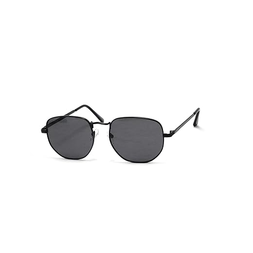 Óculos De Sol Hexagonal Unissex Com Proteção Uv-400 Acompanha Estojo Ho-22 Cor: Preto
