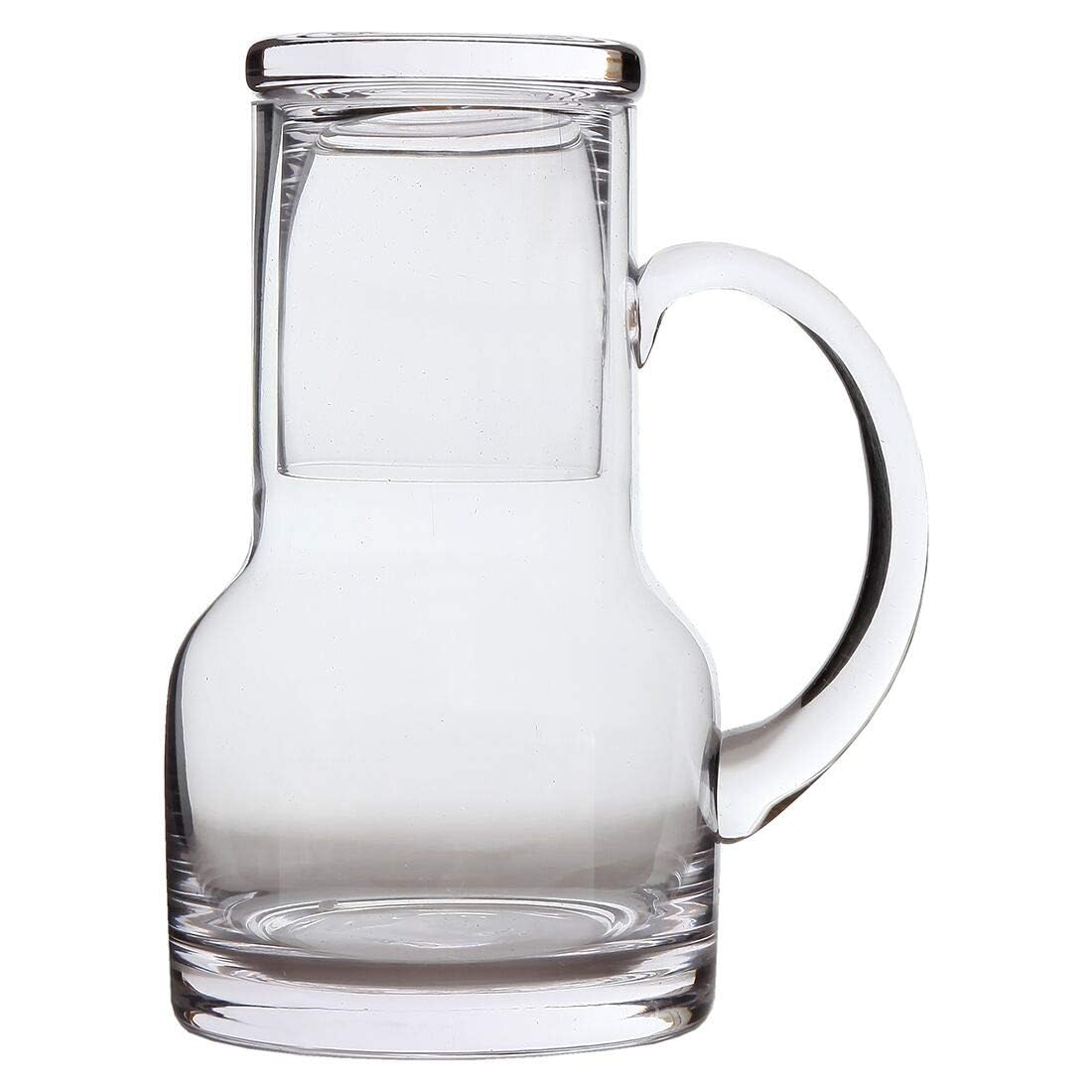 Lily's Home Nocna karafka na wodę z kubkiem szklanym i uchwytem, do sypialni łazienki lub kuchni, użyj kubka jako pokrywki, bezołowiowego szkła (40 ml)
