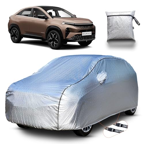 Image of Continental [SilverGuard] Dual Belts Extra Protection Tata Curvv Car Cover (2024-2026) Build with Triple Stitched, Waterproof & Dustproof Car Cover for Curvv (Metallic Silver).