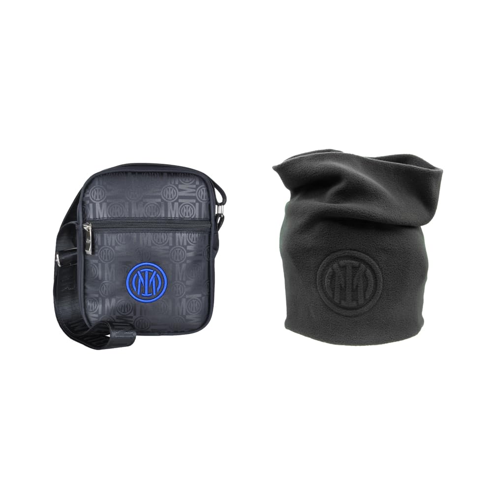 Inter Set Box Idea Regalo Natale o Compleanno, 2 prodotti, Scaldacollo e Borsello, Prodotto Ufficiale 154008