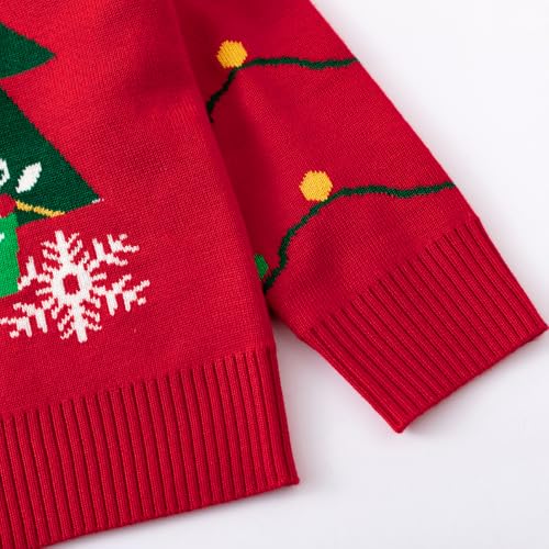 Image of Girl Ugly Christmas Sweater - Boy Double Layer Knitted Reindeer Holiday Xmas Pullover Sweater Kids 2-9 Years Old