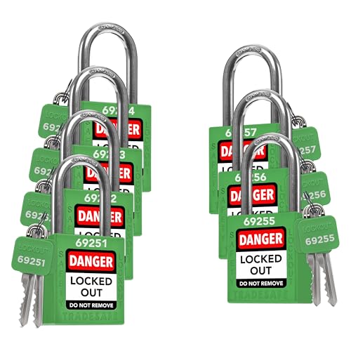 TRADESAFE Lockout Tagout Lock Set, sicherheitskonforme Sicherheitsschlösser zum Ausschließen von Etiketten, industrielle Sicherheitsmarke und Unternehmen