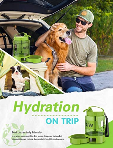 Petdott 77Oz Dog Water Bottle, Outdoor Dog Water Dispenser, Portable Dog Water Fountain For Puppy On The Go, Pet Travel Bowl No Mess No Spills For Walks/Dog Park/Road Trip -Olive Green #TOP1