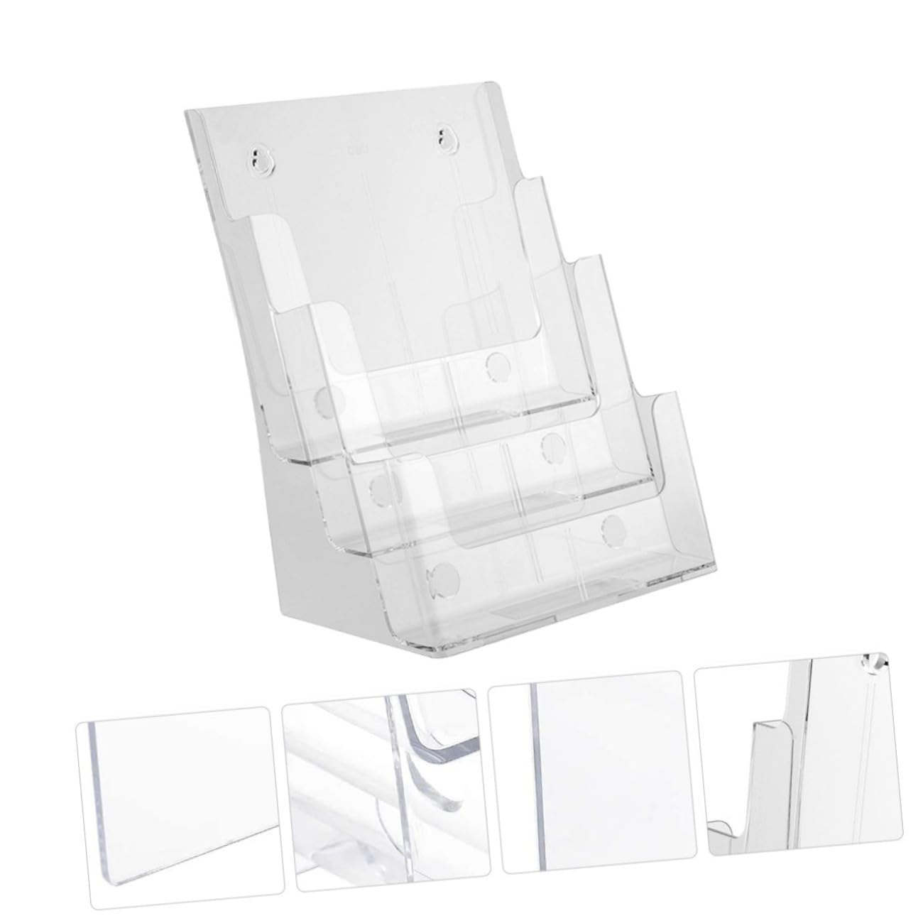 FOMIYES Organizzatore di File da Scrivania in Acrilico Trasparente a Tre Livelli 245x160x320mm, Porta Brochure e Documenti per Ufficio, Scaffale Portaoggetti Compatto per Spazio Lavoro