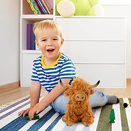 IOSCDH High-LAN-d Cow Soft Toy Plush Toy,Cow Kuscheltier,hochlandrind Kuscheltier,Flauschiges Plüschtier, für Kinder Mädchen Junge Fans Geburtstag Geschenk,zum Spielen,Sammeln & Kuschel