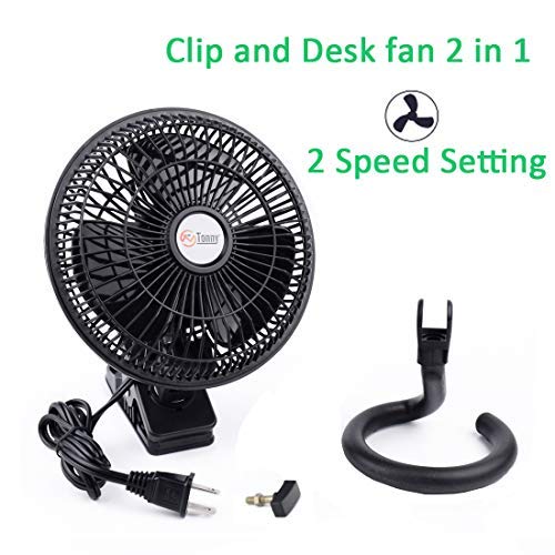 TN TONNY Clip-on Fan, AC 110V 6 Inch Adjustable Clip Table Fan with 2 Speeds Wind, Personal Cooling Fan with 6 Foot Cord and Plastic Safety Grill, Black by TN TONNY - Image 2