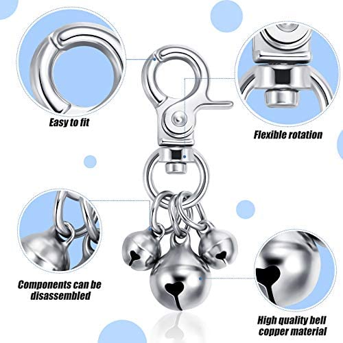 Weewooday 6 Stücke Haustier Glocken für Halsbänder Laute Hundeglocken Schlüsselringe Hundeglocken Halsband Charm Hund Verdreifach Glocke Anhänger für Hunde Katze Halskette Halsband Dekor (Silber)