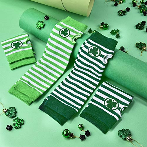 SATINIOR 4 paar st. Patrick's Day handschoenen armwarmer unisex vingerloos met klaverblad patroon - Image 8