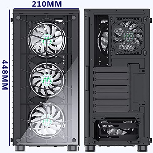 MUSETEX ATX 2 Gabinete Mid Tower para PC con Paneles de Cristal Templado y 6 Ventiladores ARGB de 120mm, Color Negro miniatura 6
