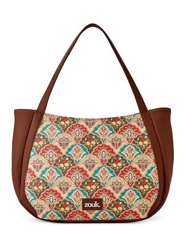 ZOUK Mughal Art Multicolor Jute Vegan Leather Shoulder Handbag - Image 1