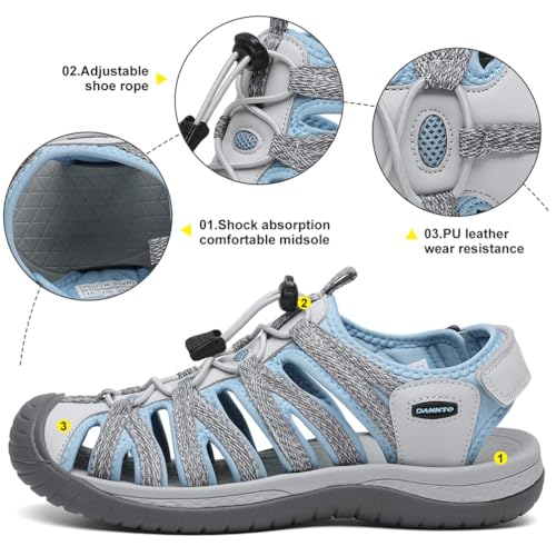 Dannto Women's Closed Toe Hiking Sandals Walking Water Sandal Comfort Athletic Sport Outdoor Sandals2