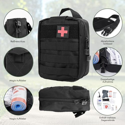 Erste Hilfe Set Outdoor - First Aid Kit Medizinische Taktische Tasche Blutungskontrolle Trauma Kit für Camping Jagd Wandern Zuhause Reise Auto und Abenteuer – Bild 5