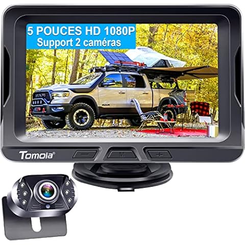 Reversing Camera HD 5" Monitor 1080P Reverse Camera Kit for Car,Van,Caravan Two Channels Night Vision Tomoia T8 Cover