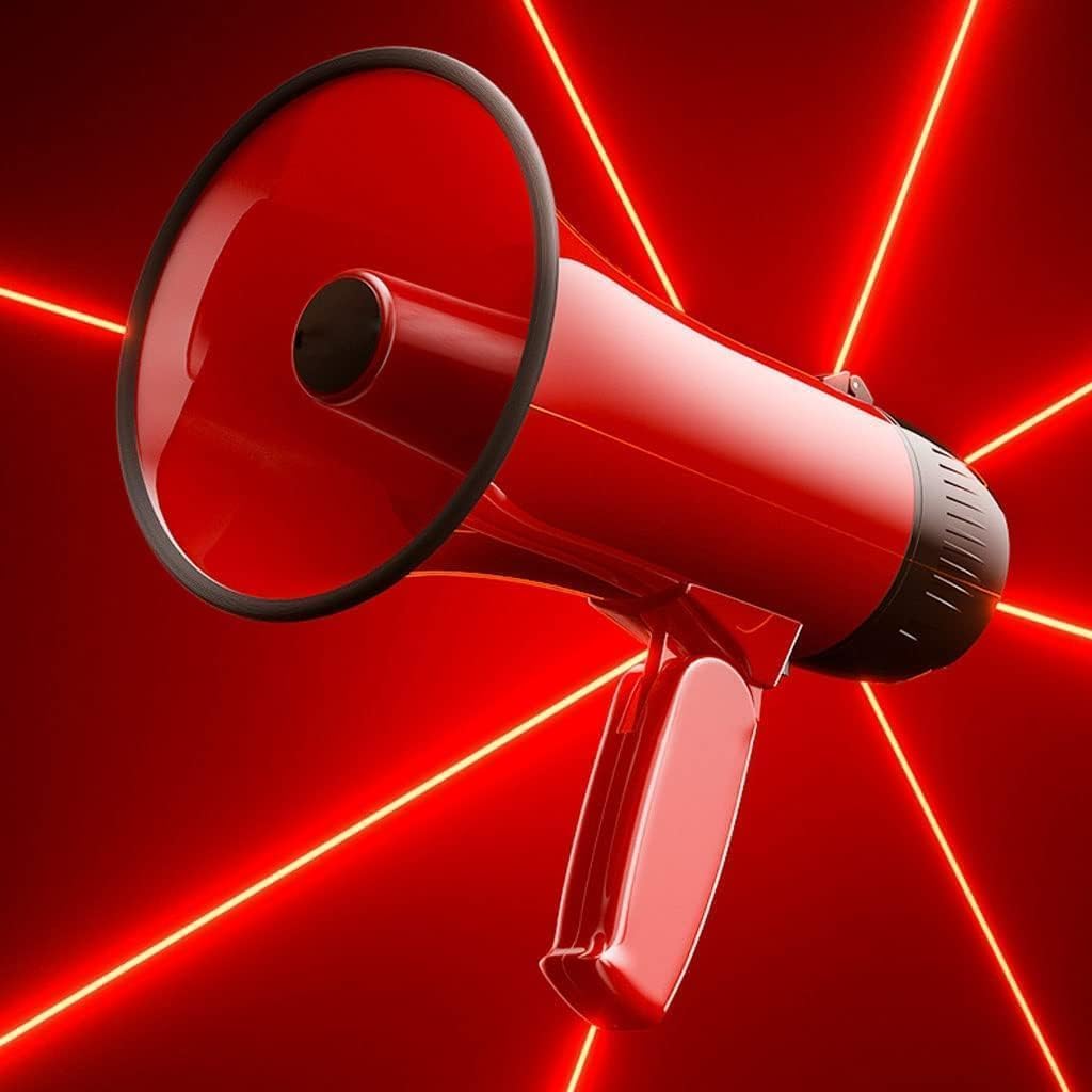 KYUSAR Handheld Megaphones Bullhorn Hand Megaphone 240 Seconds Recording ABS Megaphone Speaker Foldable Built-in Siren Outdoor Activities Bullhorn Megaphone Speaker (Color : Red)