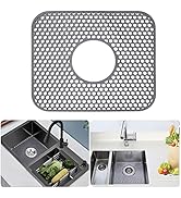 Silicone Sink Mats, Kitchen Sink Pad, Silicone Sink Protector with Center Drain, Non-slip Heat Re...