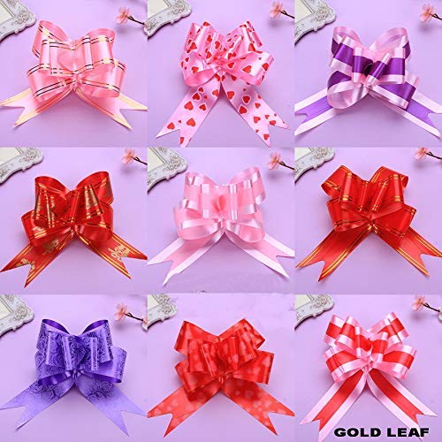 GOLD LEAF Polyester Flower Ribbon For Kids Gift Wrap And Decoration Bag(Multicolour)-Pack Of 50 (Small)