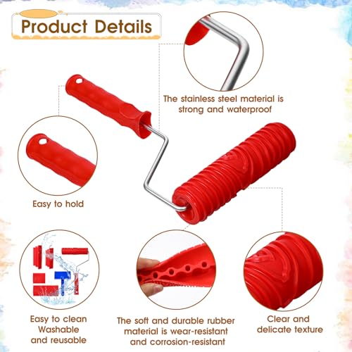 Wood Grain Tool Set Fake Grain Roller Painting Tool 6pcs 7" Wood Graining Tool with Handle DIY Rubber Wood Pattern Painting Roller for Wall Room Art Decoration by SynHHergyx - Image 3