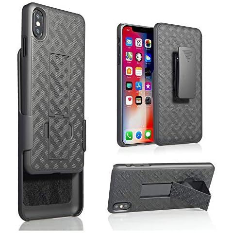 igooke iPhone Xs Max Holster case, Combo Shell&Super Slim Case w/Built-in Kickstand and Swivel Belt Clip for iPhone Xs Max 6.5inch Cover