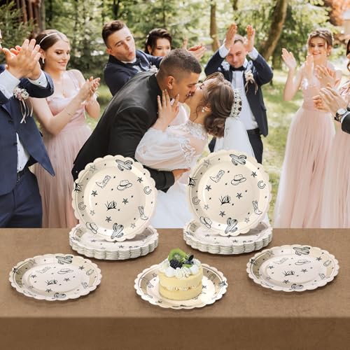 Havawish 100 Pcs Cowboy Party Plates Decorations Western Cowboy Birthday Paper Plates Disposable Rodeo Bachelorette Party Dinner Tableware Set for Western Themed Birthday Baby Shower Decorations by Havawish - Image 6