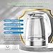 NISVITU Glass & Stainless Steel Cordless Electric kettle for boiling water, Hot water boiler Electric Tea Kettle automatic shut off Boil-Dry Protection, PC Outer + Glass Inner, 1500W, 1.7L, WH