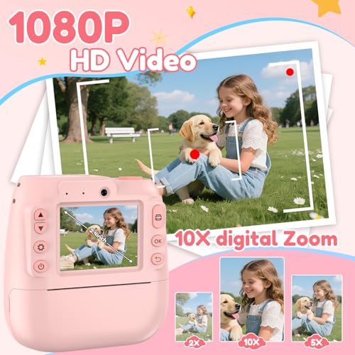 Kids Camera Instant Print, 48MP Instant Camera with 32GB Card & Photo Paper & Sticker, 1080P Videos Toddler Cameras for Childrens, Christmas Birthday Gifts for 10 Year Olds Girls Boys - Image 4