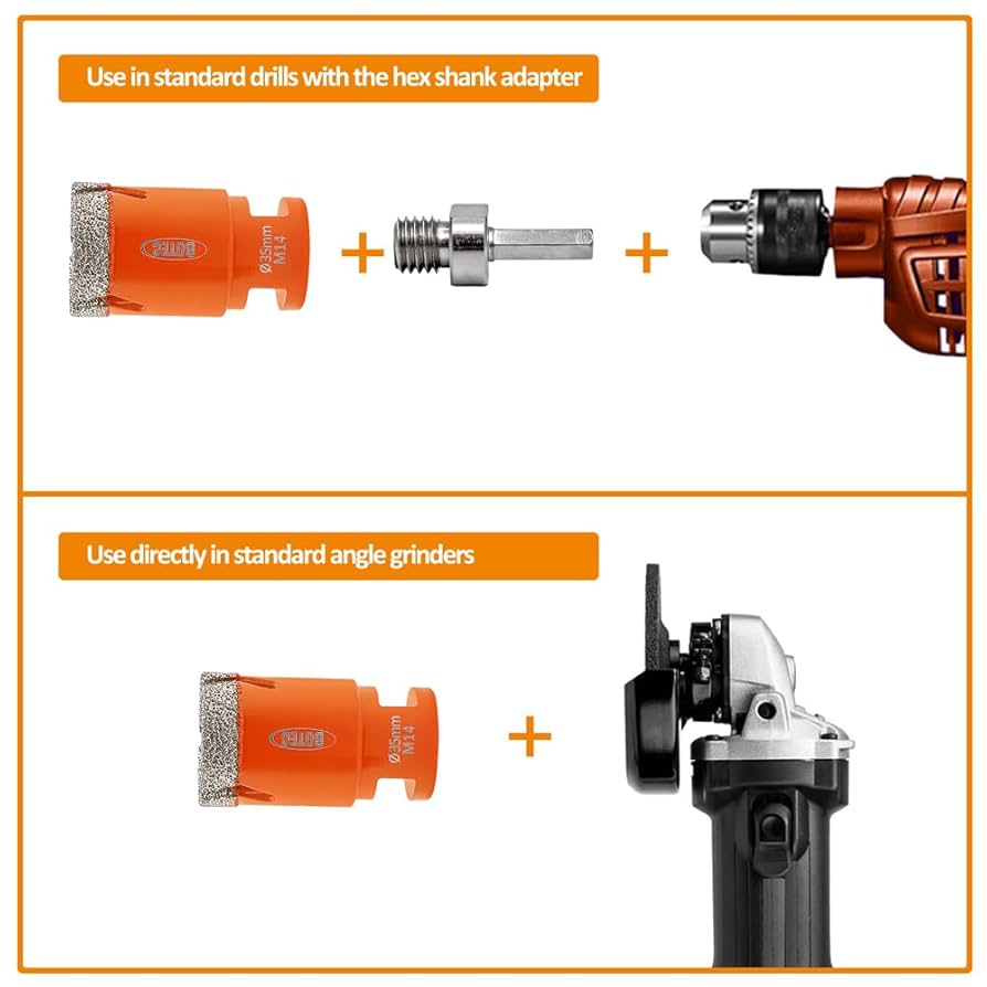 2 Punta Diamantate BGTEC 6mm M14 - Per Forare Piastrelle, Gres E Granito, Per Smerigliatrici