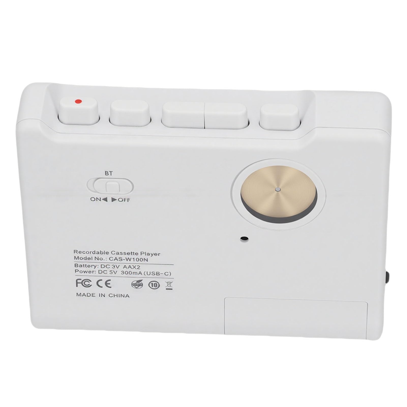 Generic Przenośny Odtwarzacz Kasetowy Bluetooth w Stylu Retro Małe Wsparcie Mikrofon do Nagrywania Słuchawki 3,5 Mm do Domu i Samochodu, materiał ABS Biały 4,7 X 3,6 X 1, Cala