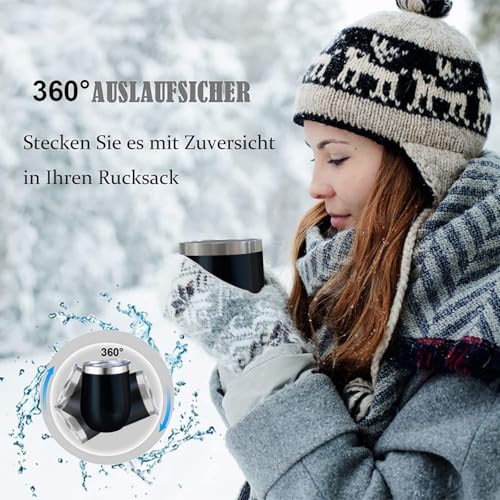 FloweryOcean Weinbecher aus Edelstahl, 2 Stück 12OZ Weingläser to go, hält 5h heiß/ 10h kalt, BPA-frei… – Ansicht 4