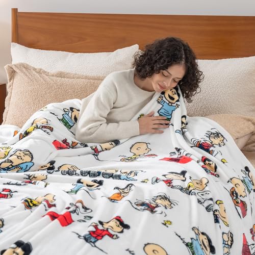 Image of Berkshire Blanket Peanuts VelvetLoft Cute Character Snoopy Plush Blanket,Peanuts Stripe Multi,King 90 in x 108 in (Official Peanuts Product)