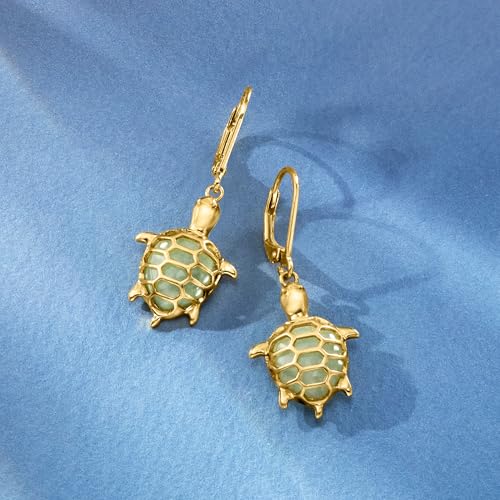 Ross-Simons Jade Turtle Drop Earrings in 18kt Gold Over Sterling3