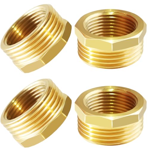 HENGLUO 4 Stück Reduzierung 1 Zoll auf 3/4 Zoll Messing Reduzierstück 1 auf 3/4 (AG Ø 32.5mm x IG Ø 25.5mm) Außengewinde auf Innengewinde Verschraubung für Wasserleitungen